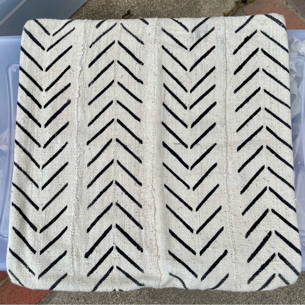 Set of Beige and Black African Mudcloth Pillow Covers 18x18